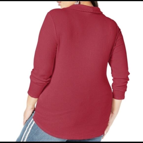 Style & Co. Waffle Knit Cowl Neck thermal top-3X - Picture 2 of 3